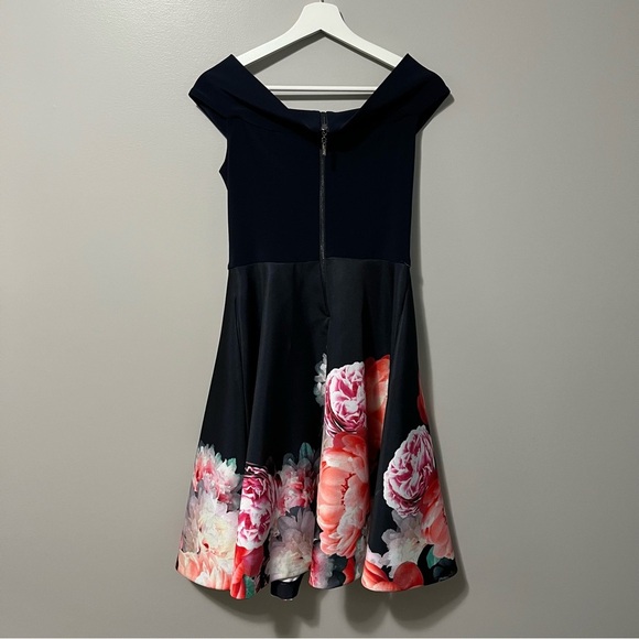 Joseph Ribkoff Dress Style 181799 Off The Shoulder Fit and Flare Midnight Blue - Picture 9 of 12